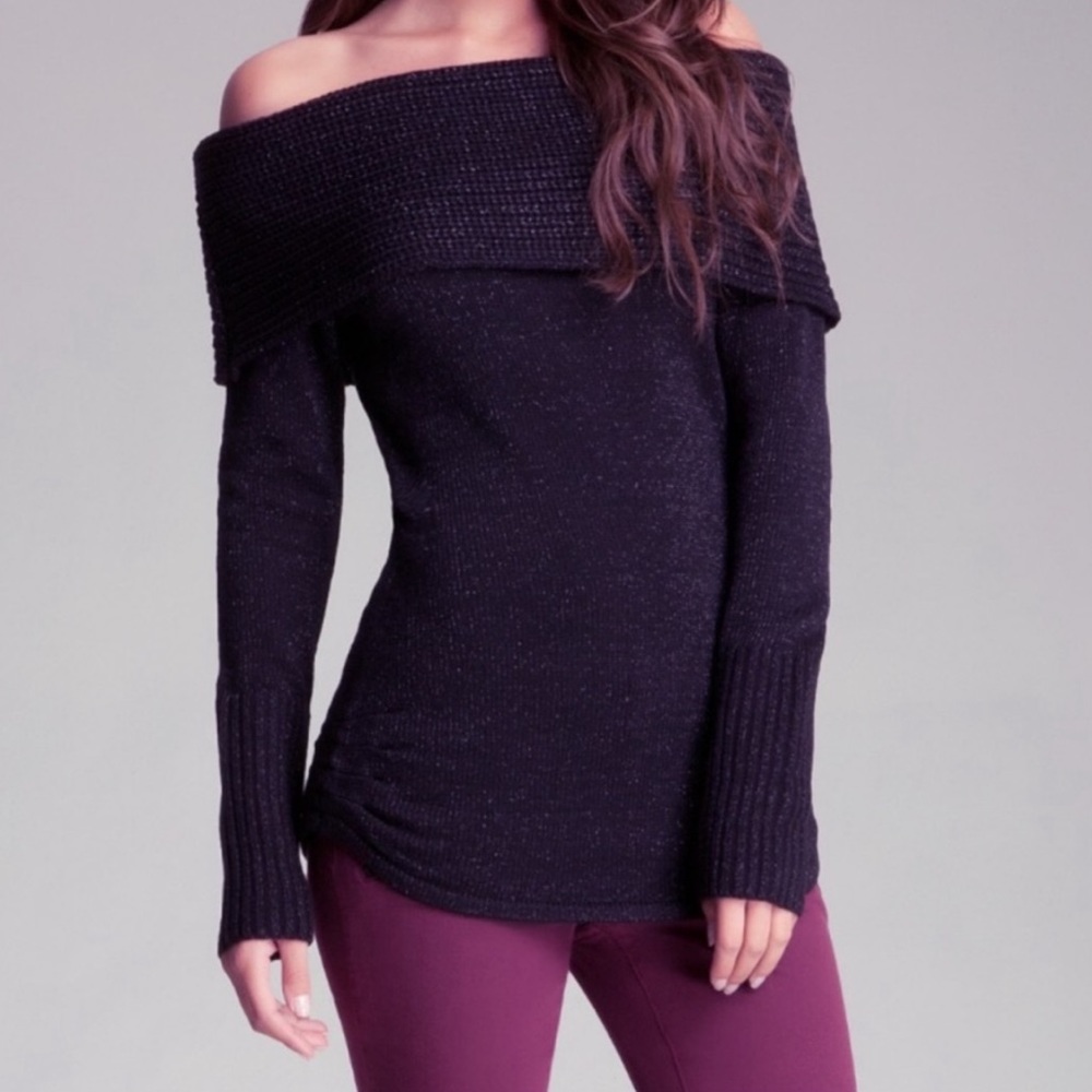 Bebe black off the shoulder sweater